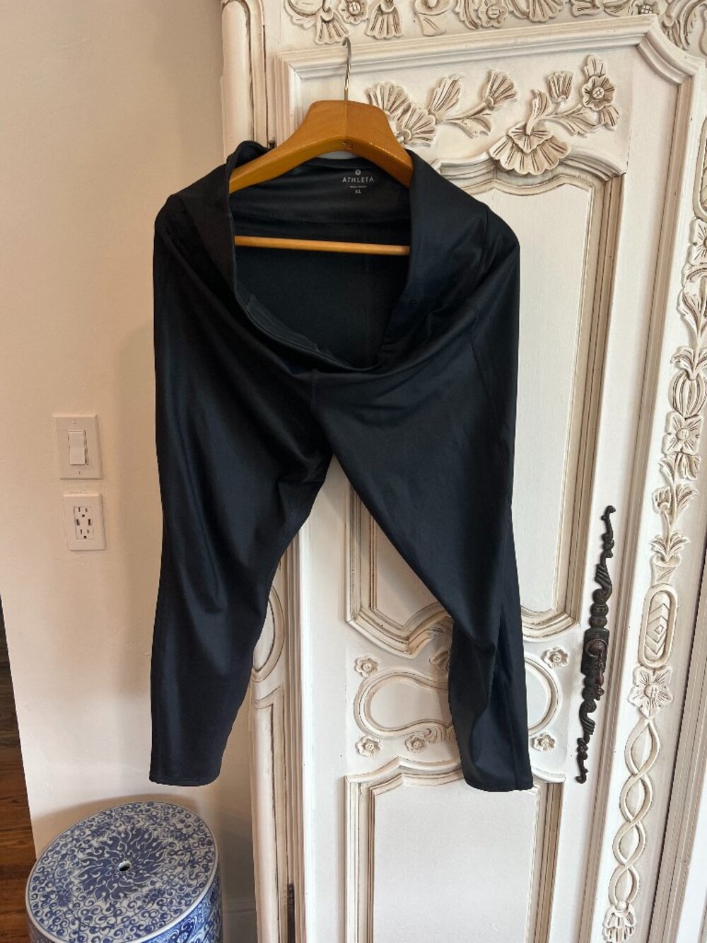 Athleta leather look high waist leggings  xl
